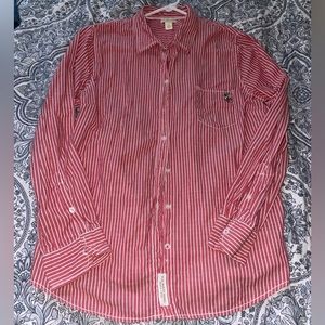 Womens Large U.S. Polo Assn. button up shirt in red and white